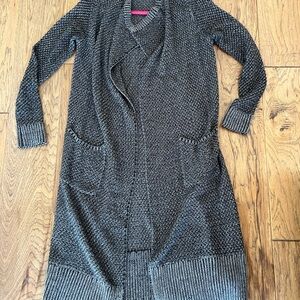Cabi Gray Open-Front Knit Cardigan Sweater